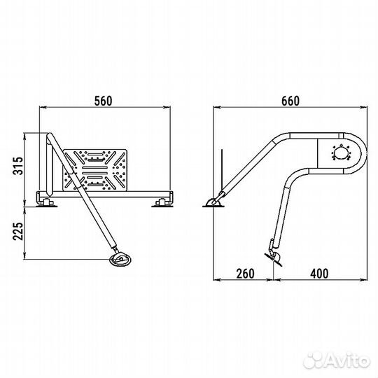 Стойка рулевая, консоль с креплением на баллон Лод