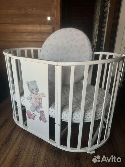 Детская кроватка трансформер круглая