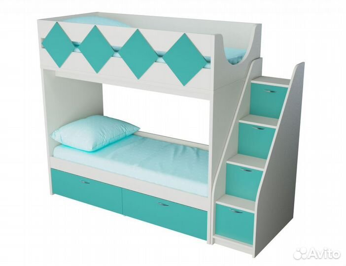 Двухъярусная кровать Радуга с Комодом