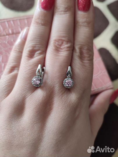 Серьги серебряные с фианитами
