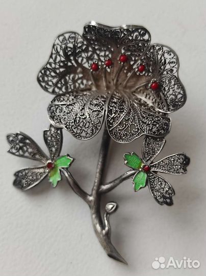 Антикварная брошь серебро