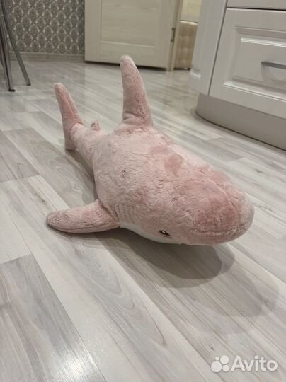 Игрушка мягкая акула розовая 60 см