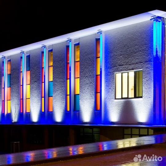 Прожектор синий 10Вт для подсветки кустов фасадов