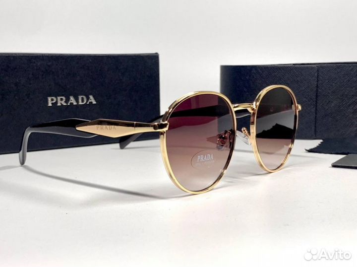 Очки Prada золотые круглые