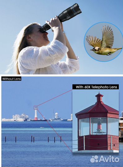 Профессиональный HD телеобъектив 60X к телефону