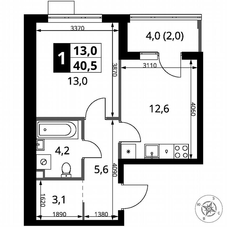 1-к. квартира, 40,5 м², 3/18 эт.