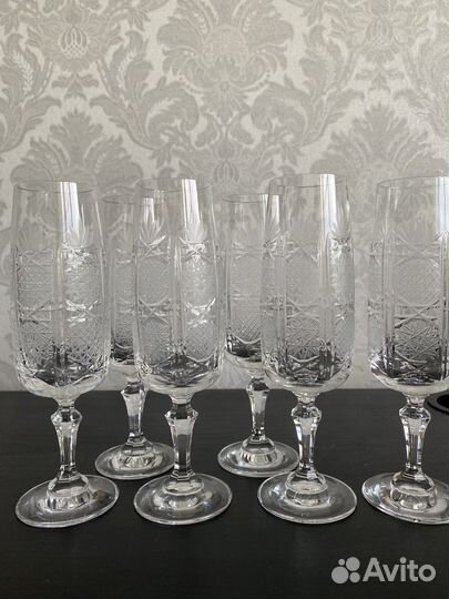Хрустальные фужеры бокалы СССР чехословакия
