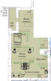 3-к. квартира, 83,5 м², 4/9 эт.