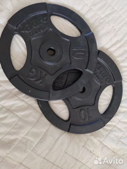 Блины для штанги с хватом 10 кг,D 26 мм. Цена за 2