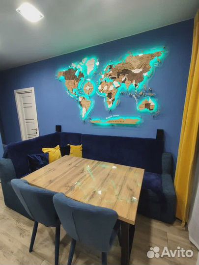 Карта мира на стену с подсветкой