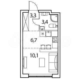 1-к. квартира, 23,6 м², 16/17 эт.