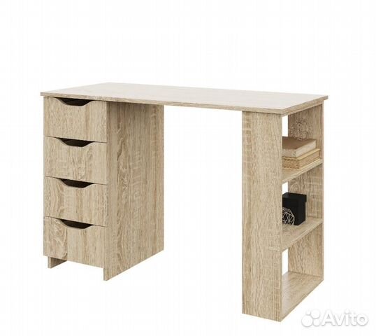 Компьютерный стол белый, письменный стол + стеллаж