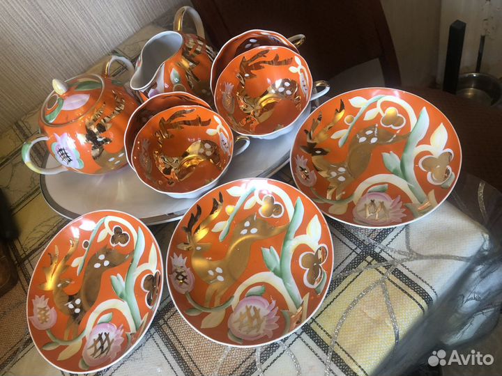 Сервиз чайный дулево «золотой олень»