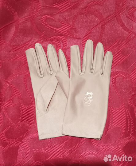 Перчатки розовые натур кожа, текстильные разноцвет