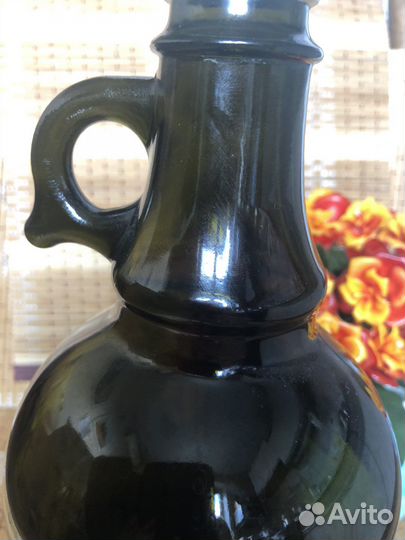 Стеклянная бутылка декоративная 1 л декупаж