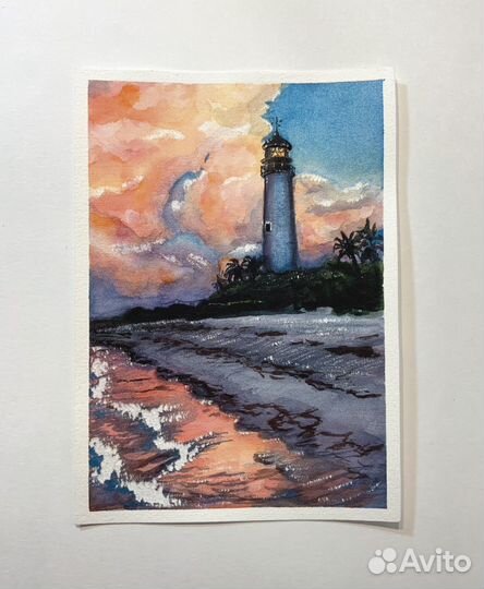 Авторская картина акварелью море