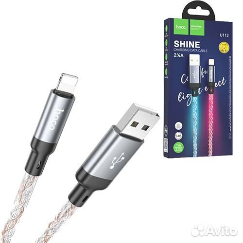 USB кабель Светящийся Lightning, microusb, Type-C