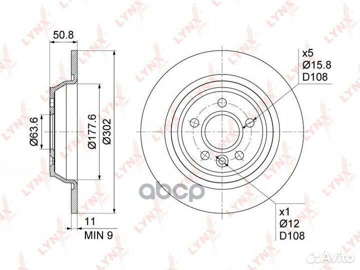 Диск тормозной зад BN1022 lynxauto