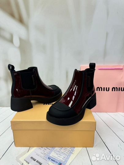 Ботинки Челси Лаковые Miu Miu Размеры 36-40