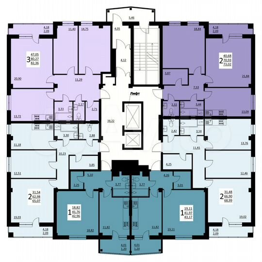 2-к. квартира, 65,1 м², 14/16 эт.
