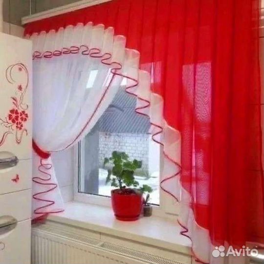 Шторы на кухню с тюлью