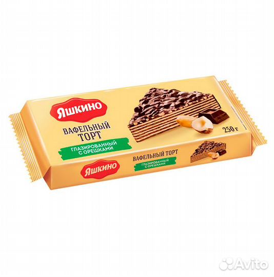 Вафельный торт яшкино глазированный с орехом 250г