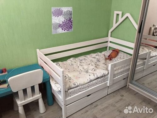 Софа детская с бортиком берёза Домик