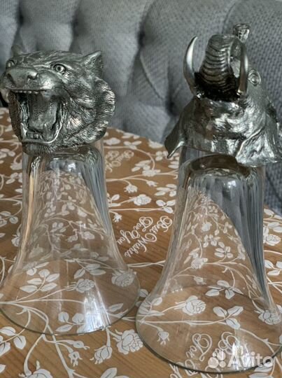 Бокалы стаканы перевертыши головы животных слон ти
