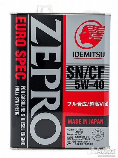 Idemitsu Zepro euro Spec 5W40 SN/CF, acea A3/B4 4L