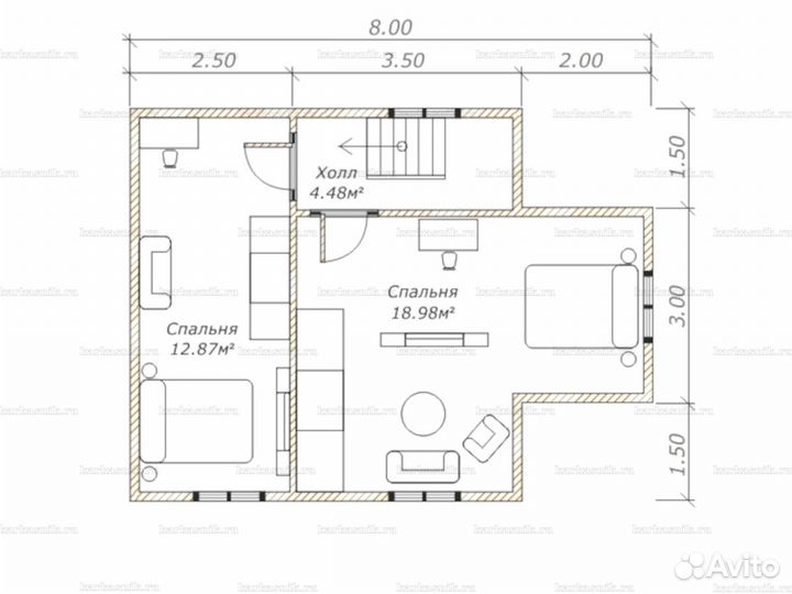 Каркасный дом 8х6 под ключ, 86м2, кд36