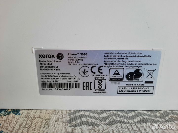 Принтер xerox phaser 3020