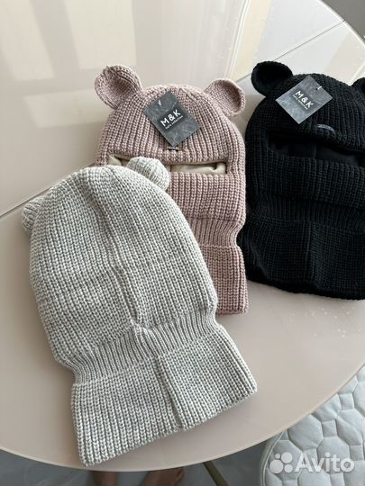 Шапка шлем мишка детская зима