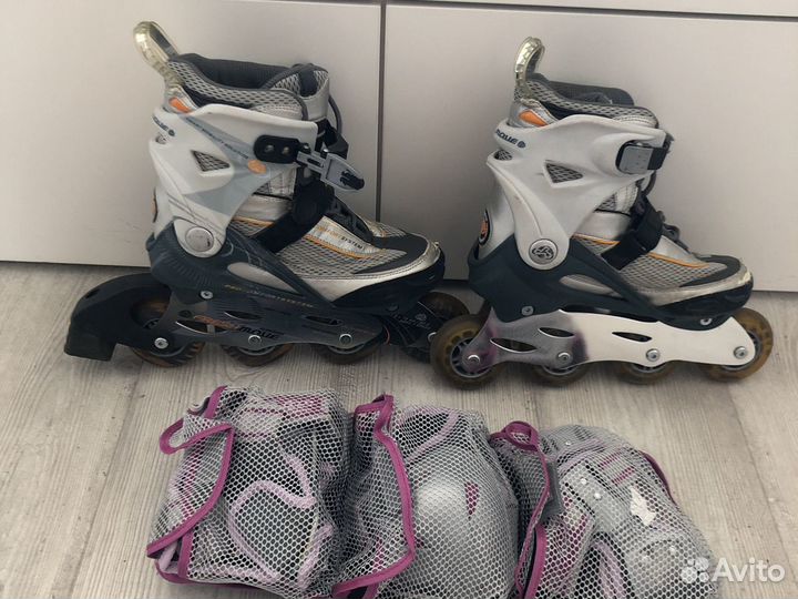 Ролики с защитой розового цвета