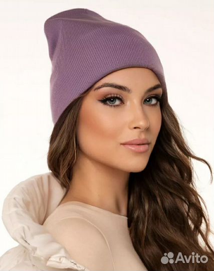 Женская шапка бини на флисе, р.50-58