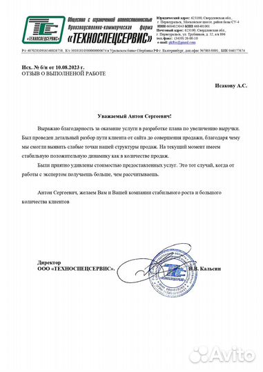 Бизнес-сопровождение. Рост продаж от 20 процентов