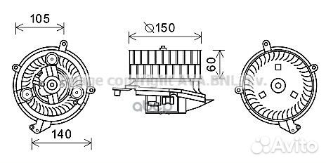 Вентилятор отопителя салона MB W202 97- MS8623 Ava