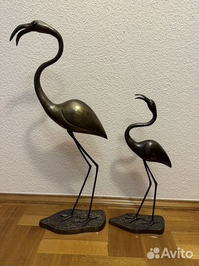 Напольные статуэтки латунь фламинго дерево