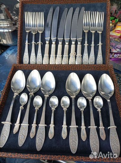 Мельхиор с посеребрением, столовые приборы