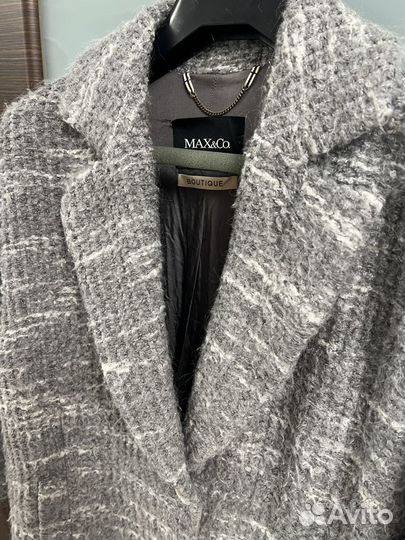 Женское пальто оверсайз Max&Co серый меланж