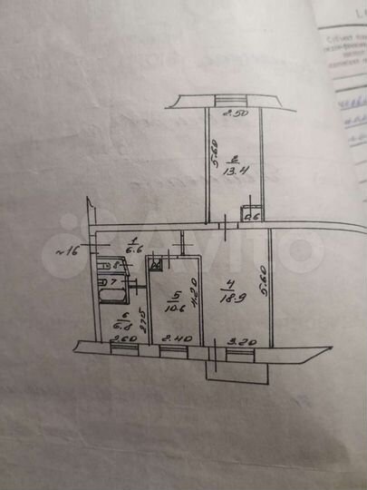 3-к. квартира, 60 м², 5/5 эт.