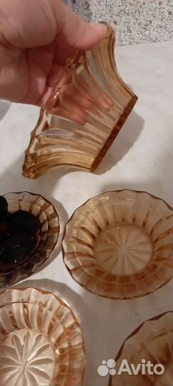 Конфетница набор СССР цветное стекло