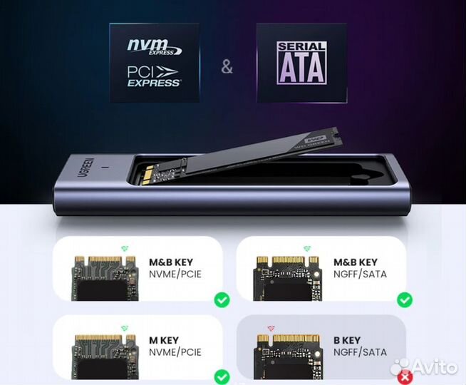 M.2 NVMe SATA SSD адаптер корпуса (новый)