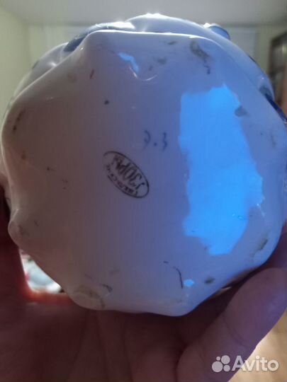 Гжель вазочка, роспись золотом