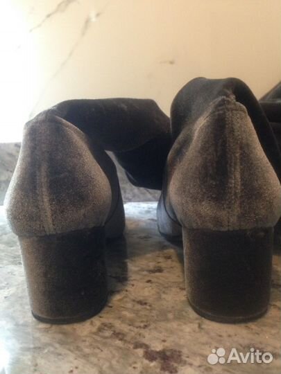 Ботфорты бархатные серые