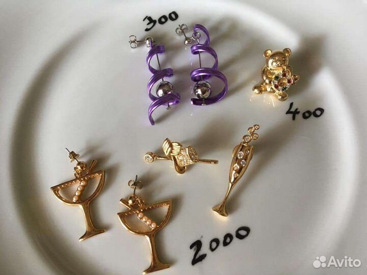 Серьги броши бижутерия винтаж Avon