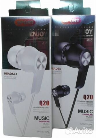 Наушники Q20 с микрофоном, Белые