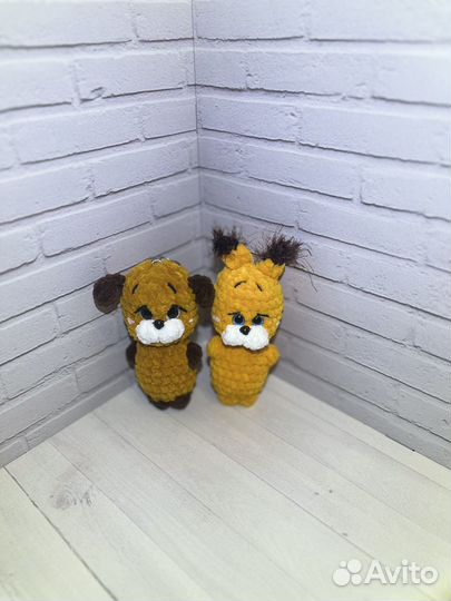 Брелки вязанные, брелок мишка, брелрк зайчик