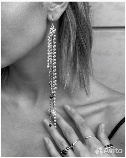 Чокер из бисера, серьги жемчуг ручная работа