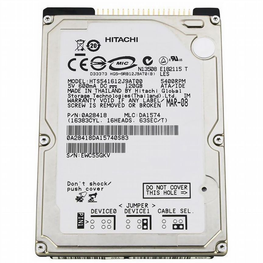 [HTS541612J9AT00] Жесткий Диск Hitachi 120gb Ide 2,5 Hts541612j9at00