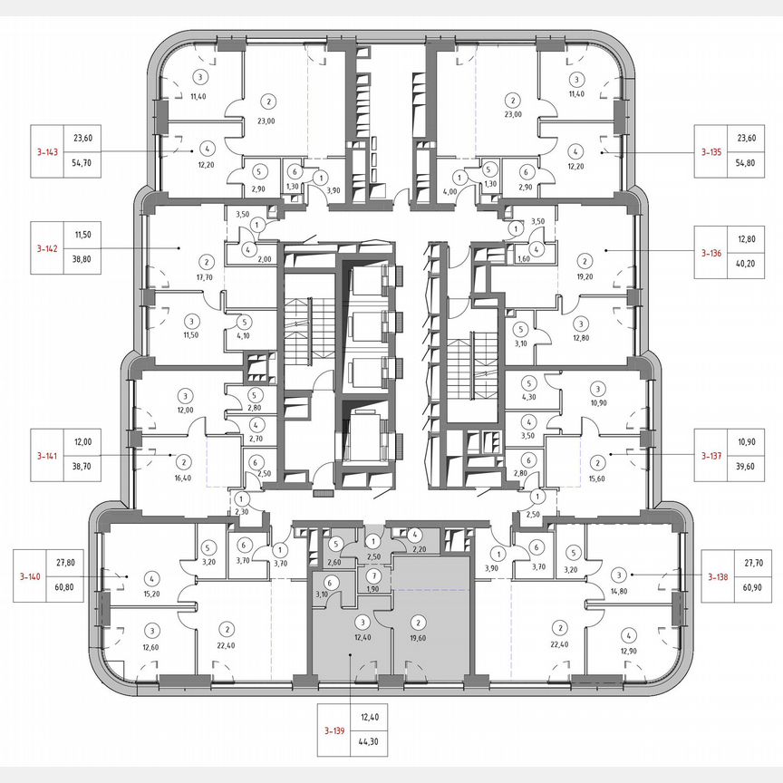 1-к. квартира, 43,6 м², 18/53 эт.